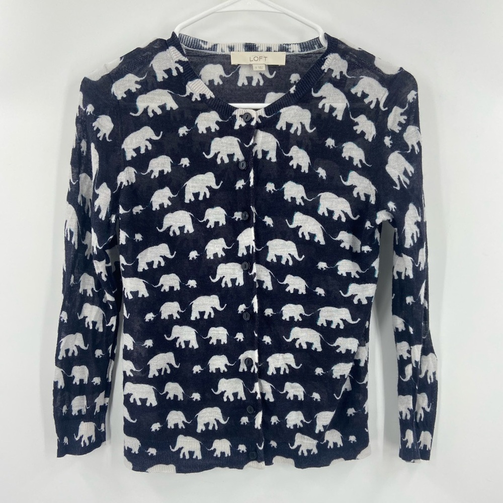 Loft elephant cardigan Blue White Small